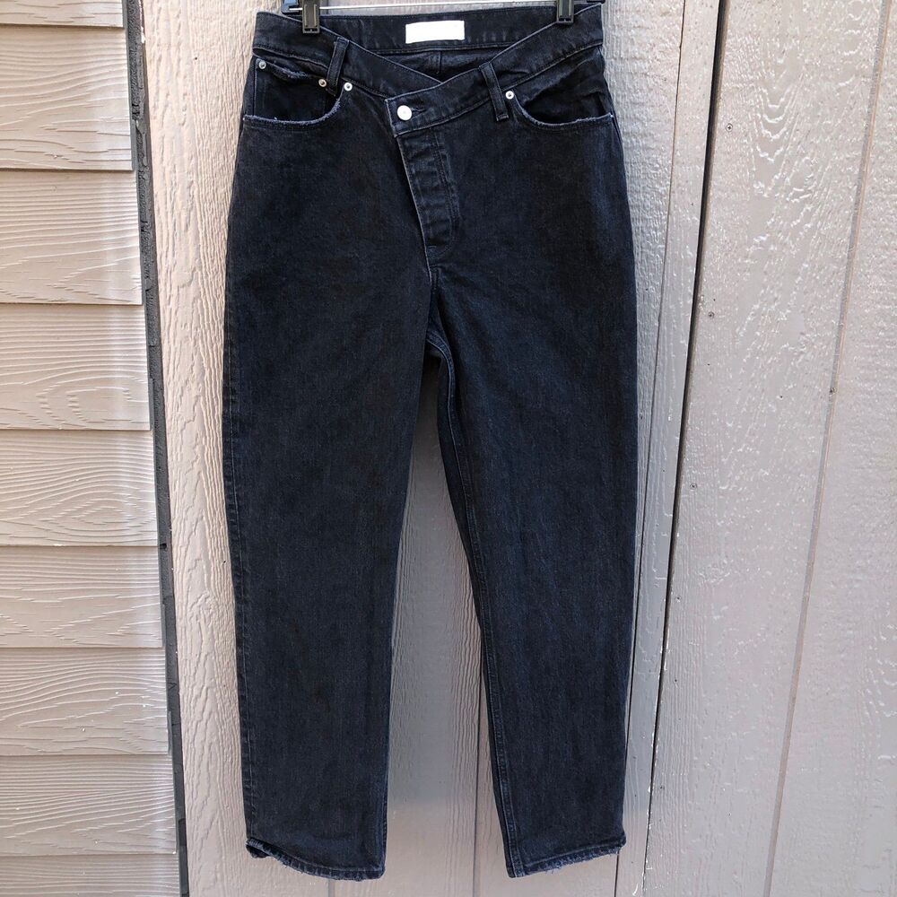 Abercrombie & Fitch The Dad High Rise Denim Jeans Crossover Womens 29/8S Black